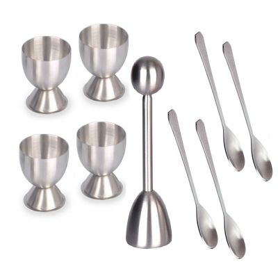 Stainless Steel Egg Cracker Topper Set Hard Boiled Eggs Separator Holder Knocker Opener Egg Accessories