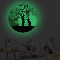 ZZOOI Glow In The Dark Castle Bat Witch Wall Stickers Home Decor Bedroom Fluorescent Wallpaper Halloween Decoration Luminous Stickers