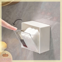 ? LECHU? กล่องเก็บของติดผนังแบบสลักออกแบบพลาสติก Cotton Swab Storage Holder