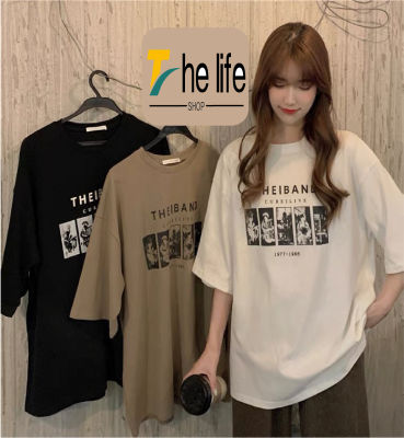 THE LIFE SHOP เสื้อยืดแขนสั้นผู้หญิง oversize shirt เสื้อวัยรุ่นเสื้อผ้าแฟชั่นคอกลม เสื้อยืดโอเวอร์ไซส์ลาย thailand