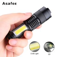 Asafee FL008 7W XML-Q5 COB LED Flashlight Portable Mini ZOOM Torch Use AA 14500 Battery Waterproof in life Lighting lantern