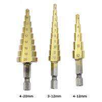 【DT】hot！ 3-12 4-12 4-20 4-32 Titanium Coated Bit Tools Metal Speed Wood Hole Cutter Cone