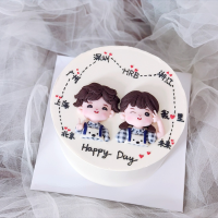 TM 1Pc คู่ Theme น่ารักเสื้อผ้าลายสก๊อต Boy และสาวรูปร่าง PE วัสดุเค้ก Topper สำหรับเทศกาลเด็กวันเกิดงานเลี้ยงสมรสตกแต่ง