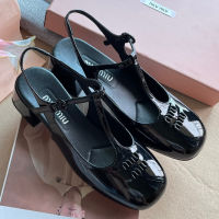 MiumiuˉBaotou Sandals Womens 2023 Summer New Fashion Versatile Mary Jane Shallow Mouth Single Shoes