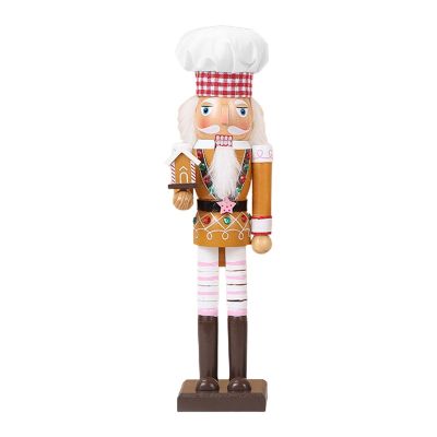 Wooden Nutcracker Ornaments Christmas Decorations Wood Figurine Puppet Toys Home Table Decor 15 Inch Standing Chef