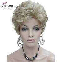 StrongBeauty Short Fluffy Natural Wave Blonde Full Synthetic Wigs Womens Hair Wig 6 colors for choose Bar Wine Tools