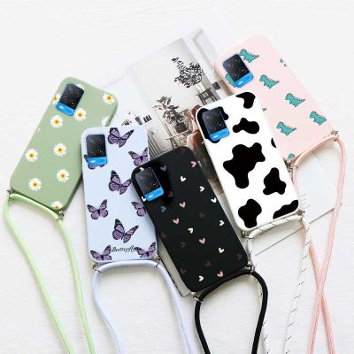 โซ่เชือกเคสสำหรับ Oppo A74 5G เคสมือถือสำหรับ Oppo A54 OPPO A74 74 5G Fundas ซิลิโคนบั๊มเปอร์สายคล้องคอ