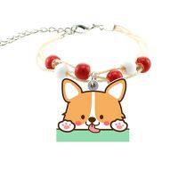 TAFREE cute dog Shiba Inu cartoon character charm red and white beaded acrylic bracelet bracelet with listing