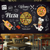 Custom 3D Photo Wallpaper Black Hand Painted Pizza Shop Restaurant Dining Room Decor Waterproof Self-adhesive Wall Mural Sticker