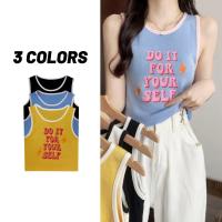 ?Sale80%?เสื้อไหมพรมแขนกุดคอกลมลาย DO IT 4 สี กุ้นขอบ