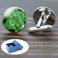 【hot】 Four Ireland Glass Alloy Irish Cuff Links Men Shirt Accessories St Patricks Day