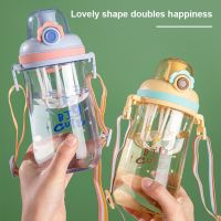 ﹍✿ 650ML Children Bottle For Outdoor Travel School With Straw Children Water Drinking Kettle Healthy Plastic Portable Sports Bottle