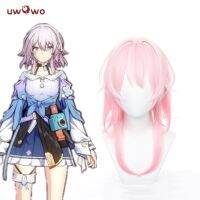 UWOWO-Honkai Star Rail วิกผมคอสเพลย์,7 De Março, Cabelo Curto Rosa, Resistente Ao Calor