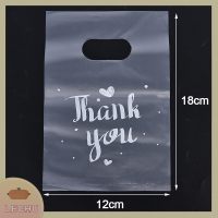 ? LECHU? 100pcs MINI thank you ถุงของขวัญพลาสติก Wedding Candy bags Shopping Carrier bags