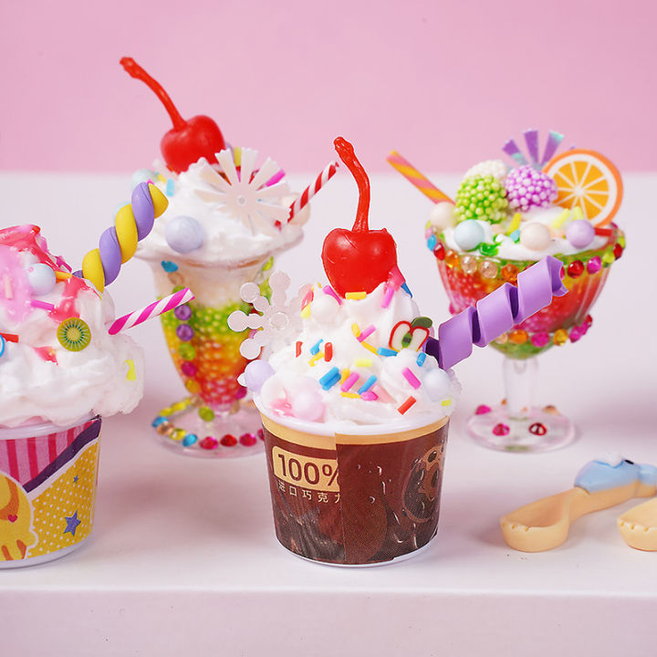 ชุดชุดไอศกรีมการ์ด-goo-ของเล่นเด็กหญิงสำหรับเด็กทำมือแบบทำมือสำหรับเด็กเล่นอาหารของเล่นจำลองถ้วยเค้กครีมถ้วยกาวแบบครีม