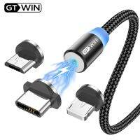 GTWIN สายไมโคร USB แม่เหล็ก LED Type C ชาร์จเร็วสาย8ขาสำหรับ iPhone 13 12 12 Huawei Xiaomi