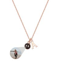 ▦✶  925 Sterling Custom Photo Necklaces Projection Necklace for With A-Z Pendant Men Jewelry Shipping