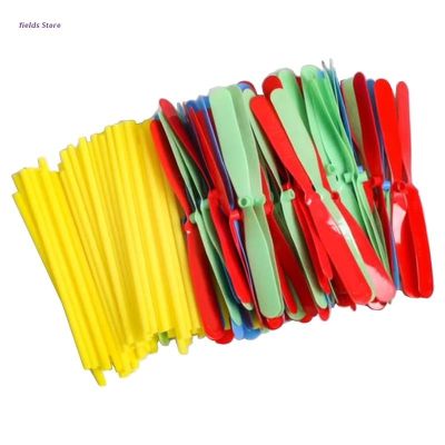 100PCS Flying Bamboo Dragonfly Propeller Toy Multicolour Funny Outdoor Play Set Toy for Children Kindergarten 3/4/5Year