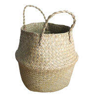 Belly Natural Seagrass Woven Basket Storage Pot Tote for Storage Laundry Picnic Plant Pot Cover and Beach Bag