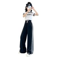 Girls summer wear suits the new 2023 big child web celebrity fashion sweatpants short-sleeved suit super show thin 13 to 15 years old