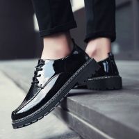 ❡❈❈  Black small leather shoes male han edition of England youth joker students round head with recreational shoe male bright shoes