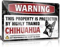 COTECI Warning This Property is Protected by a Highly Trained Chihuahua Tin Sign Beware Sign Halloween Signs For Yard Pipe Fittings Accessories