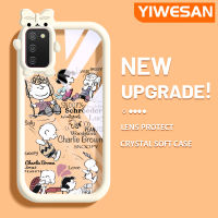 YIWESAN เคสกระแสแฟชั่น A04E A03 F02s A02s ปลอกสำหรับ Samsung สำหรับสาวน้อยที่มีแบรนด์นุ่มน่ารัก Tpu เคสใสกรอบสีเคสกันกระแทกกล้อง