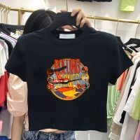 Women Cartoon Printed Korean Summer Short Sleeved Cropped Student T-shirt
