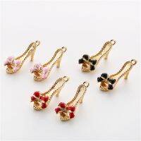 【CC】❀☬  10pcs/lot Pink Heel Shoe Rhinestone Dangle Charms Pendant for bracelet necklace bag