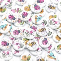 50pcs 15mm Mixed Bird Bee Butterfly Ladybug Buttons Wooden Buttons For Clothes Decorative Crafts Supplies Diy Sewing Accessories Haberdashery