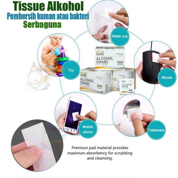 20 PCS Sensi Alcohol Swabs Kapas Alkohol Sekali Pakai Tissue Alkohol Swab Sensi Alcohol Swabs