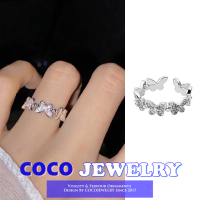 COCOJEWELRY ผีเสื้อสไตล์เกาหลีกับแหวนเพชรเปิดสำหรับผู้หญิงเครื่องประดับแฟชั่น