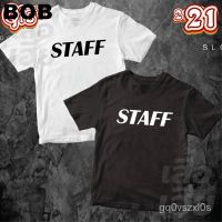 BOB/ เสื้อStaffเสื้อทีมงาน เสื้อกลุ่ม เสื้อรุ่น พร้อมสกรีน Staff ผ้าCotton100 %(SMLXL-3XL)