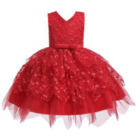 Summer Pink Pearl Baby Girls Princess Party Dress High-Grade Wedding Flower Clothing Kid Tutu Customer for 1 Years Old