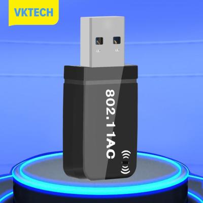 [Vktech] อะแดปเตอร์ WiFi ตัวรับสัญญาณเครื่องอุปกรณ์เชื่อมต่อกับ WiFi 1300Mbps สองย่านความถี่2.4 Ghz/ 5GHz เข้ากันได้กับ Windows 7/8/8.1/10/11ปลั๊กแอนด์เพลย์