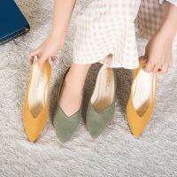 【Avovi】lat Suede Shoes Comfortable Ladies Flat Heel Work Shoe Non-slip Kasut