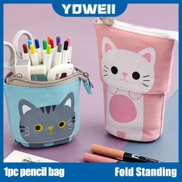 Cute Standing Pencil Case for Kids, Pop Up Pencil Box Makeup Pouch,  Christmas Gift Kids Corduroy Pen Holder Organizer Cosmetics Bag, Kawaii
