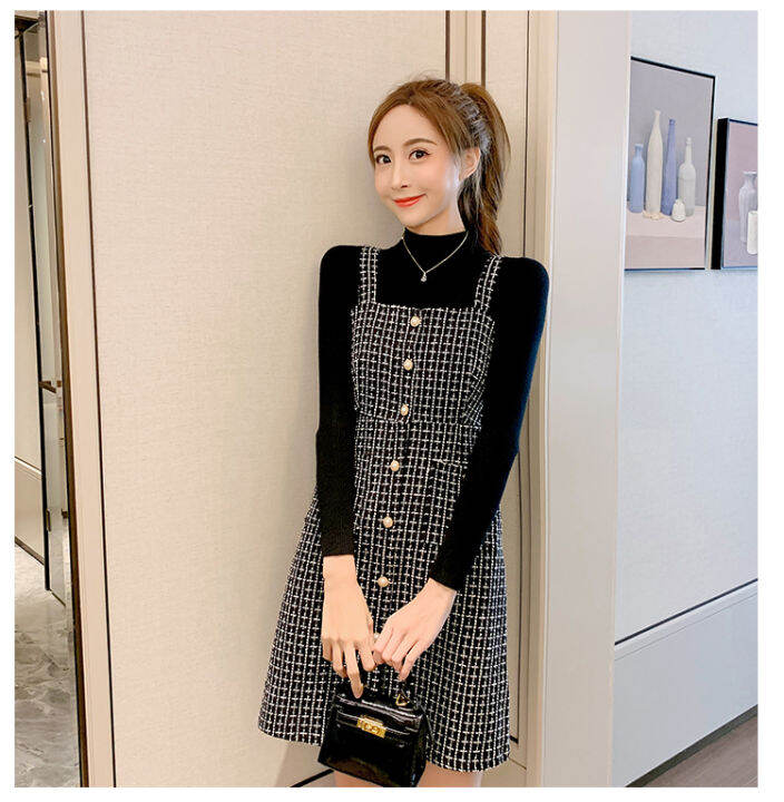 smthma-2021-new-arrival-spring-woolen-plaid-sexy-spaghetti-strap-dress-suit-luxury-ladies-temperament-2-piece-dress-set