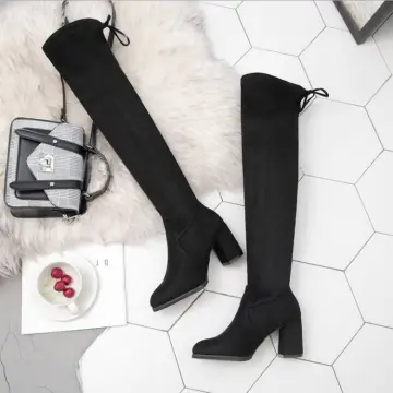 Elastic knee outlet high boots