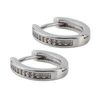 ที่นี่ Elegant Silver Single-Row Faux Diamond Ear Ring Earing Stud Jewelry
