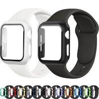 Case+Strap For Apple Watch Band 45mm 41mm 44mm Silicone Wrist 38mm 42/40mm 11 Color Case White Black Band iWatch 7 6 5 4 3 SE Straps Straps