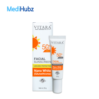 Vitara Facial Sunscreen SPF50+ PA++++ ไวทาร่า ครีมกันแดด ผสม กลูตาไธโอน สำหรับผู้ที่มีปัญหาฝ้า ขนาด 20 กรัม 07632