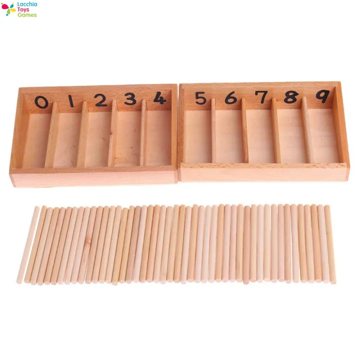 LT【ready stock】Children Montessori Wooden Spindles Counting Box ...