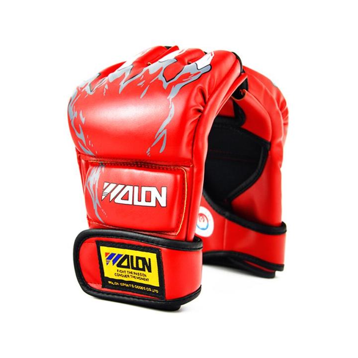 นวมชกมวย-นวมซ้อมมวยแบบตัดปลายนิ้ว-wolon-pu-x2-คู่-นวมต่อยมวย-นวมมวย-boxing-gloves-นวมมวยผู้ใหญ่-อุปกรณ์ต่อยมวย-ของแท้