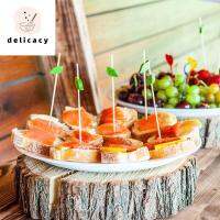 DELICACY ช้อนส้อม 100ชิ้นค่ะ 4.7นิ้วค่ะ ไม้ไผ่ไม้ไผ่ ค๊อกเทล ตกแต่งด้วยการตกแต่ง มาร์ตินี่ ที่ใส่ไม้จิ้มฟัน อาหารเรียกน้ำย่อย แท่งแฟนซี ค็อกเทลเสียบไม้