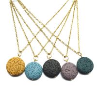 13 Colors Round Stone Diffuser Necklace Aromatherapy Jewelry Gold Chain