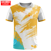 sleeved New Summer Printed short T-shirt badminton Harajuku fast drying 3D Sportswear popular Sportswear for men and women fashion versatile t-shirt