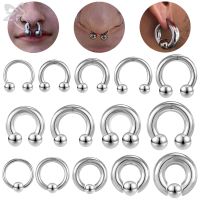 ZS 1 PC 2/4/6/8G Stainelss Steel Horseshoe Nose Ring Internal Threaded Large Gauge Piercings Noses Ear Expander Septum Piercing Body jewellery