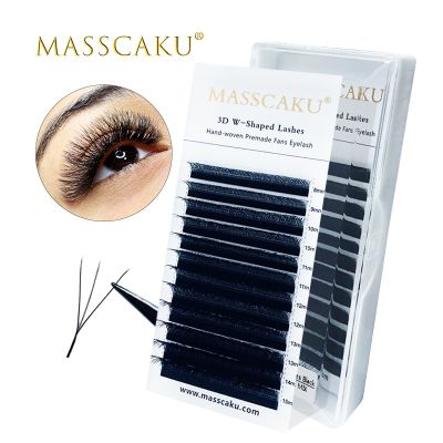 【cw】 New arrival natural W shape faux mink lash extensions 0.07 thickness wholesale c/d curl beauty soft easy fan eyelashes
