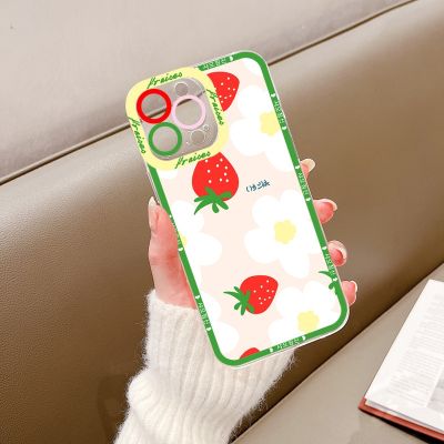 [COD] Suitable for iphone11 mobile phone case 14Pro Hitomi transparent 13 Strawberry 12 and Korean 7/8 protective